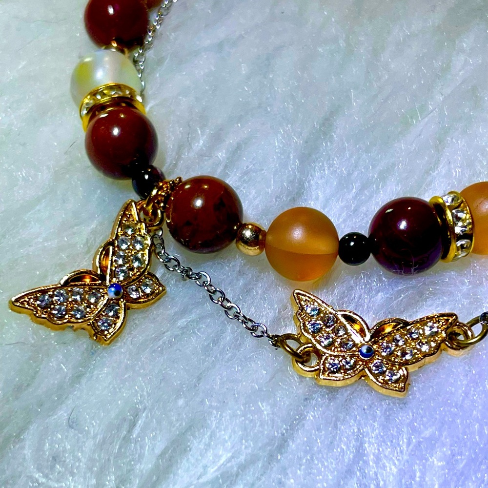 Gemstone Butterfly 🦋 Bracelet Set